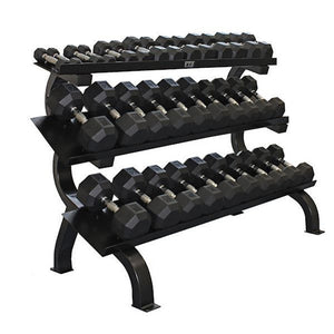 Troy VTX (5-75 lb) Rubber Dumbbells & Rack