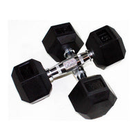 Troy (5-100 lb) Rubber Hex Dumbbells & Rack
