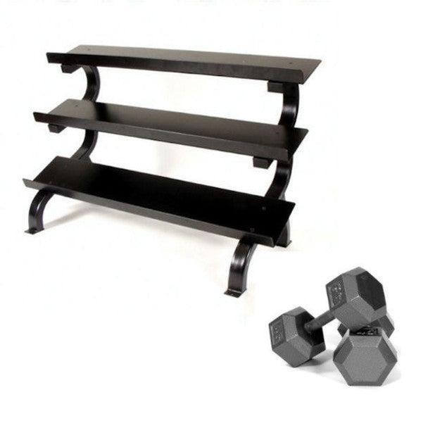 Troy (5-75 lb) Hex Dumbbell Set w/ Rack