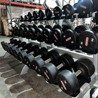 5-120lb Star Trac Urethane Dumbbell Set w/ (2) 3 Tier Dumbbell Racks