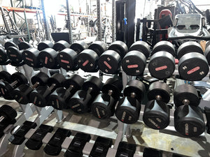 5-120lb Star Trac Urethane Dumbbell Set w/ (2) 3 Tier Dumbbell Racks