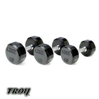 Troy (3-25 lb) 12-Sided Rubber Dumbbells w/ Rack