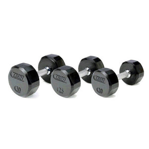 Troy (5-75 lb) Rubber Dumbbell Set & Rack